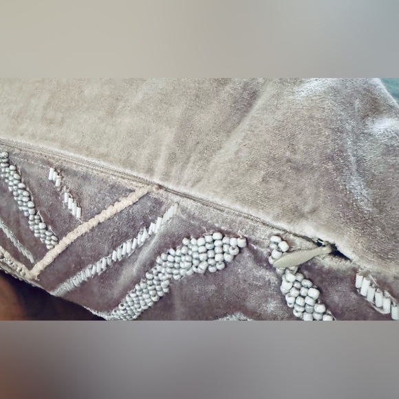 Z Gallerie 22 inch Down Throw Pillow Purple Beaded Velvet Luxury Girly Feminine - Picture 7 of 13